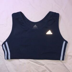 Adidas Sportswear Sports Bra, Clima-Cool, Navy Blue with Light Blue Stripes